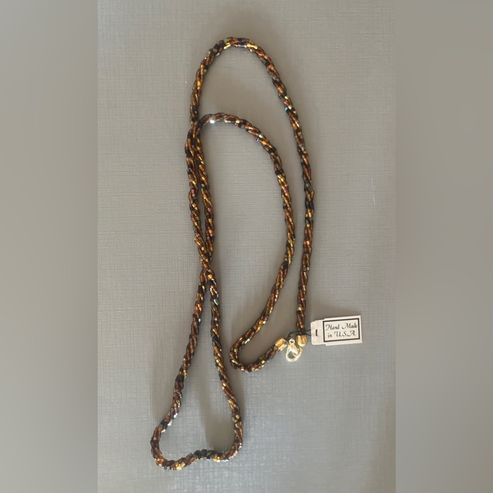 Genuine Porcelain Stone long about 37.5” necklace with a mix of brown and gold🔥